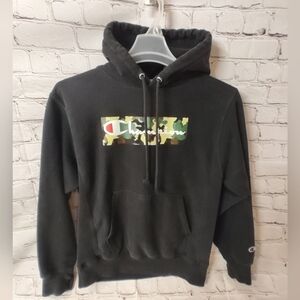 Champion Reverse Weave Boxy VTG Camo Logo Pullover Hoodie M Streetwear